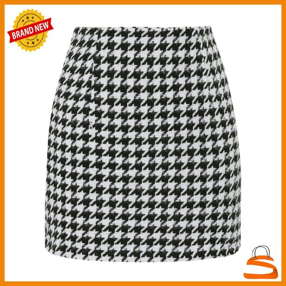 Dresses & Skirts - High Waisted Plaid Mini Skirt Bodycon Fit Elastic Waist Above Knee